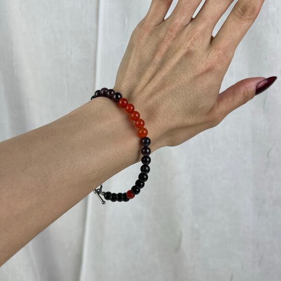Carnelian Garnet Obsidian Crystal Gemstone Bead Bracelet Handmade - Picture 5 of 16
